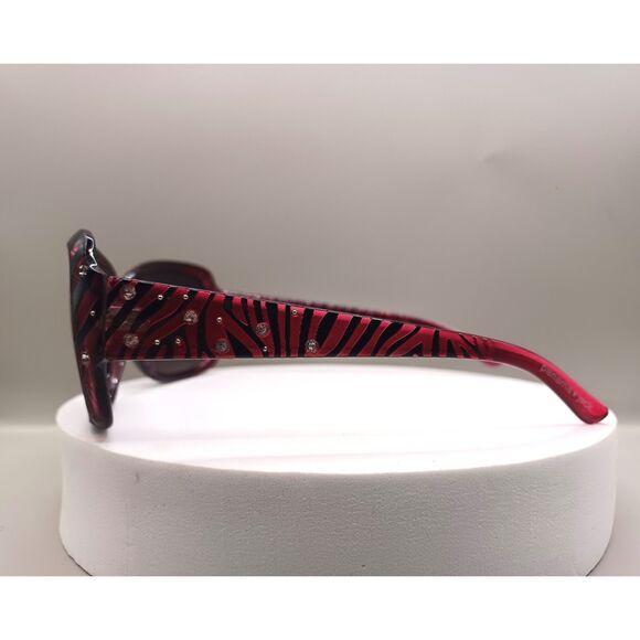 Panama Jack Pink and Black Zebra Print Rhinestone Bling Sunglasses - Picture 7 of 13